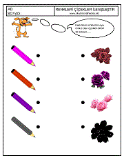 okul öncesi renkler çalışma sayfaları; renkleri eşleştirme çalışmaları